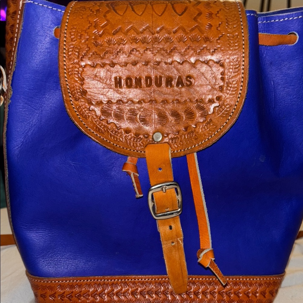 Authentic handmade Blue and Brown Honduras Leather Women's Bag 🇭🇳